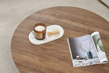 Salontafels - Ronde salontafel Walnoot melamine - 90x90x40 cm - Dakota - Dimehouse