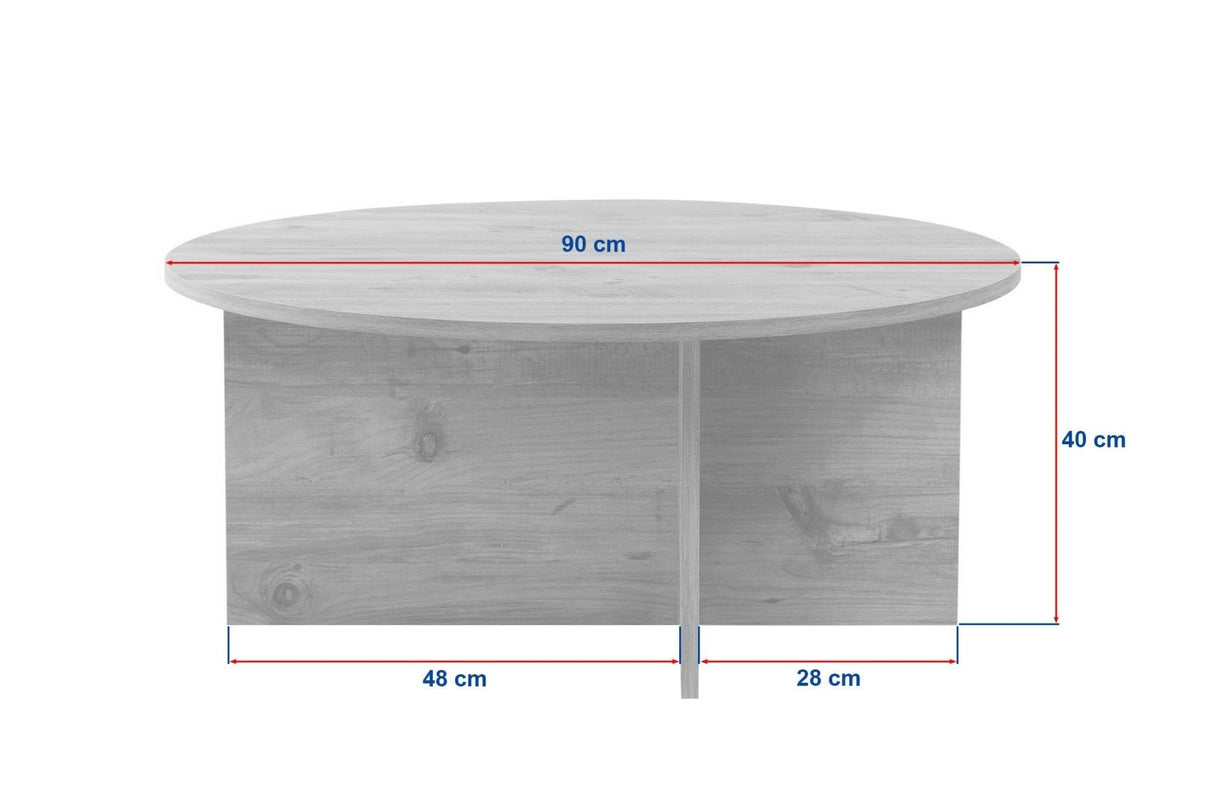 Salontafels - Ronde salontafel Walnoot melamine - 90x90x40 cm - Dakota - Dimehouse