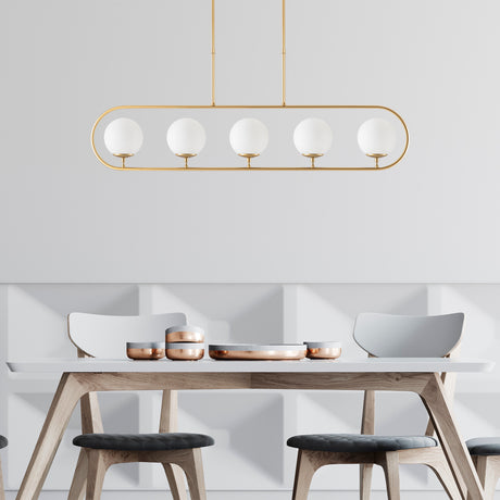 Hanglampen - Hanglamp 5 - lichts Goud Beige Glas Lucent - Dimehouse