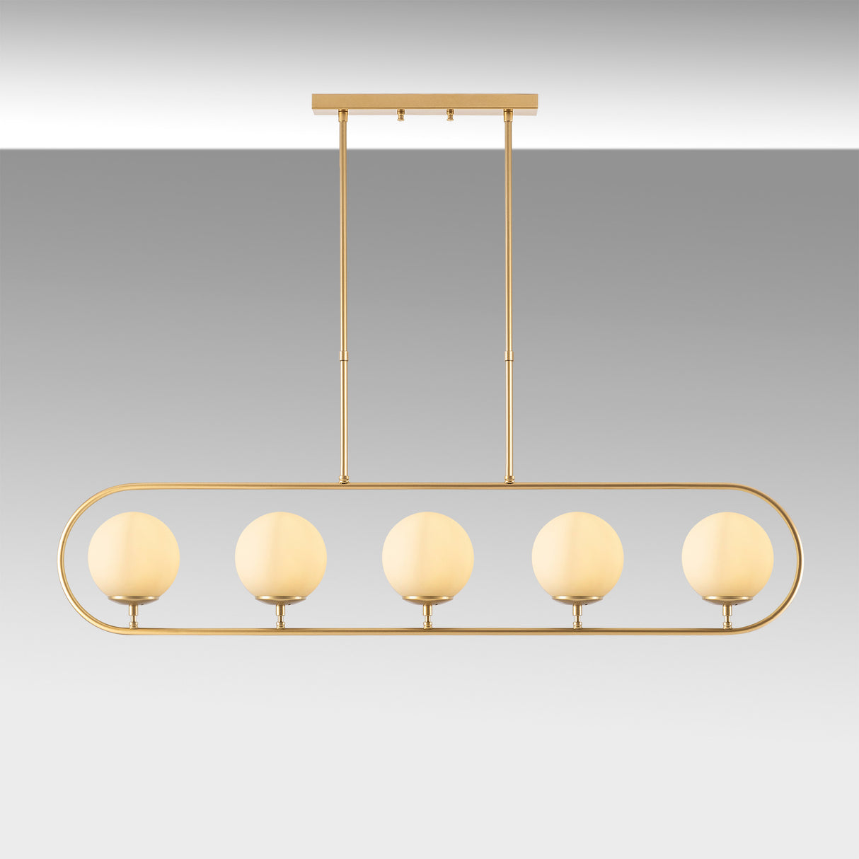 Hanglampen - Hanglamp 5 - lichts Goud Beige Glas Lucent - Dimehouse