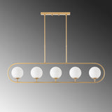 Hanglampen - Hanglamp 5 - lichts Goud Beige Glas Lucent - Dimehouse