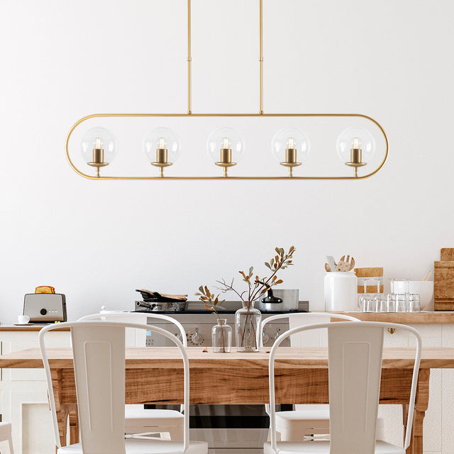 Hanglampen - Hanglamp 5 - lichts Goud Helder Glas Lucent - Dimehouse