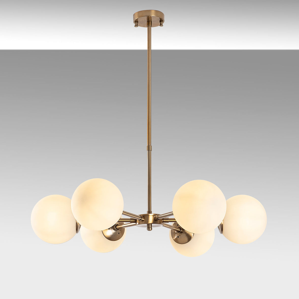 Hanglampen - Hanglamp 6 - lichts Bronskleurig met Witte Kap Metaal Flint - Dimehouse