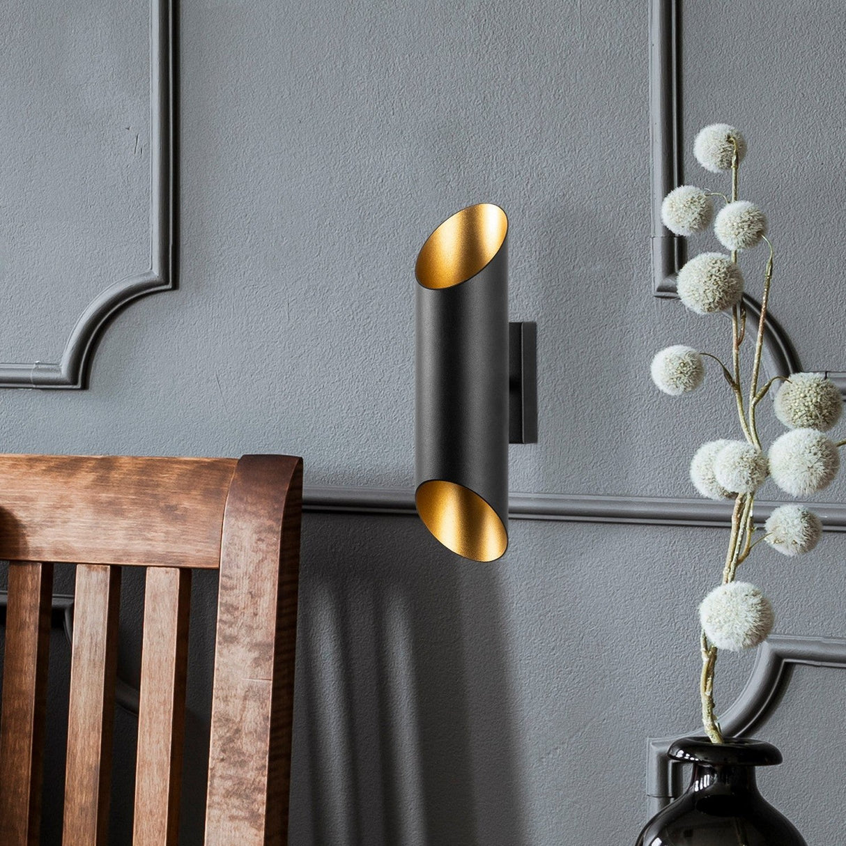 Wandlampen - Wandlamp Zwart Goud Metaal Juniper - Dimehouse