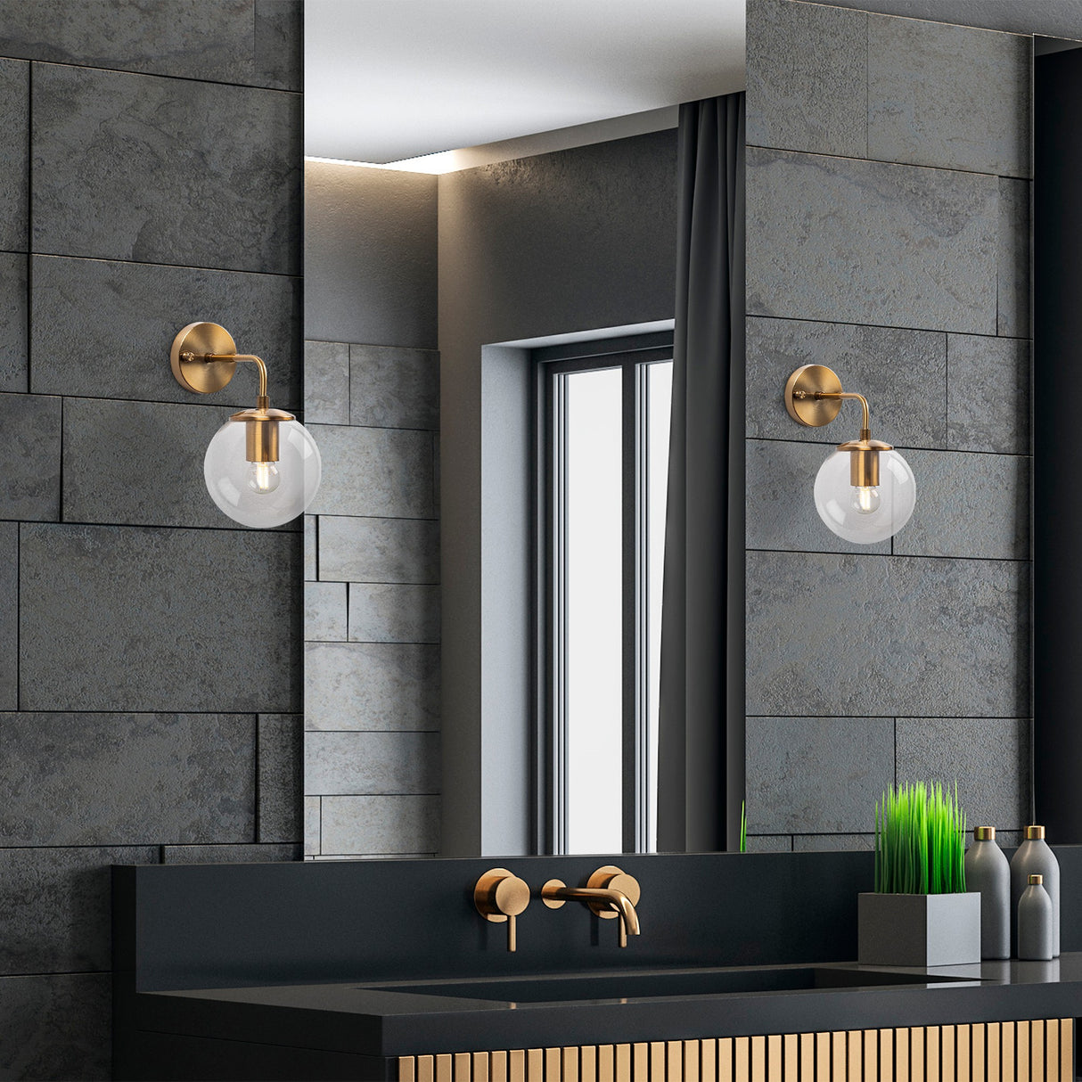 Wandlampen - Wandlamp Bronskleurig Helder Glas Brim - Dimehouse