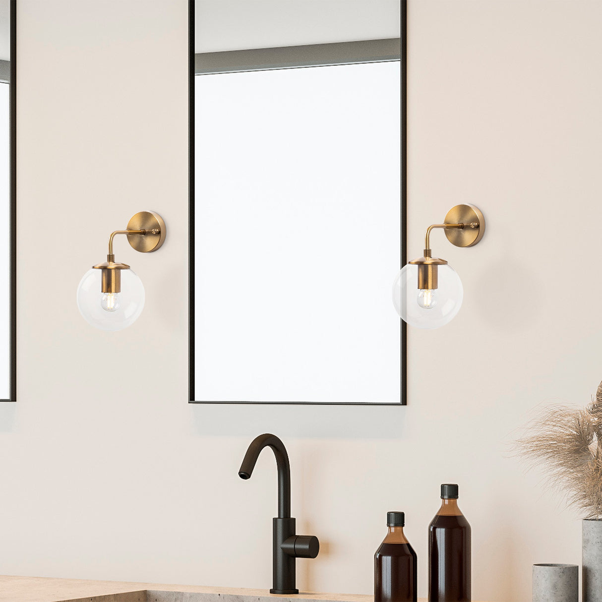 Wandlampen - Wandlamp Bronskleurig Helder Glas Brim - Dimehouse