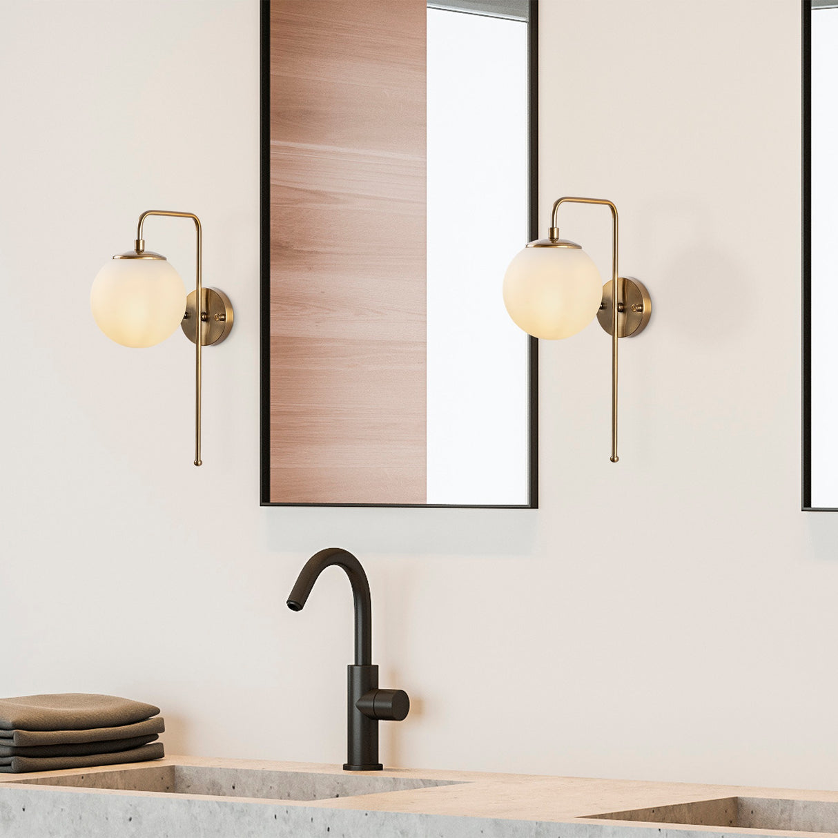 Wandlampen - Wandlamp Bronskleurig Beige Glas Brim - Dimehouse