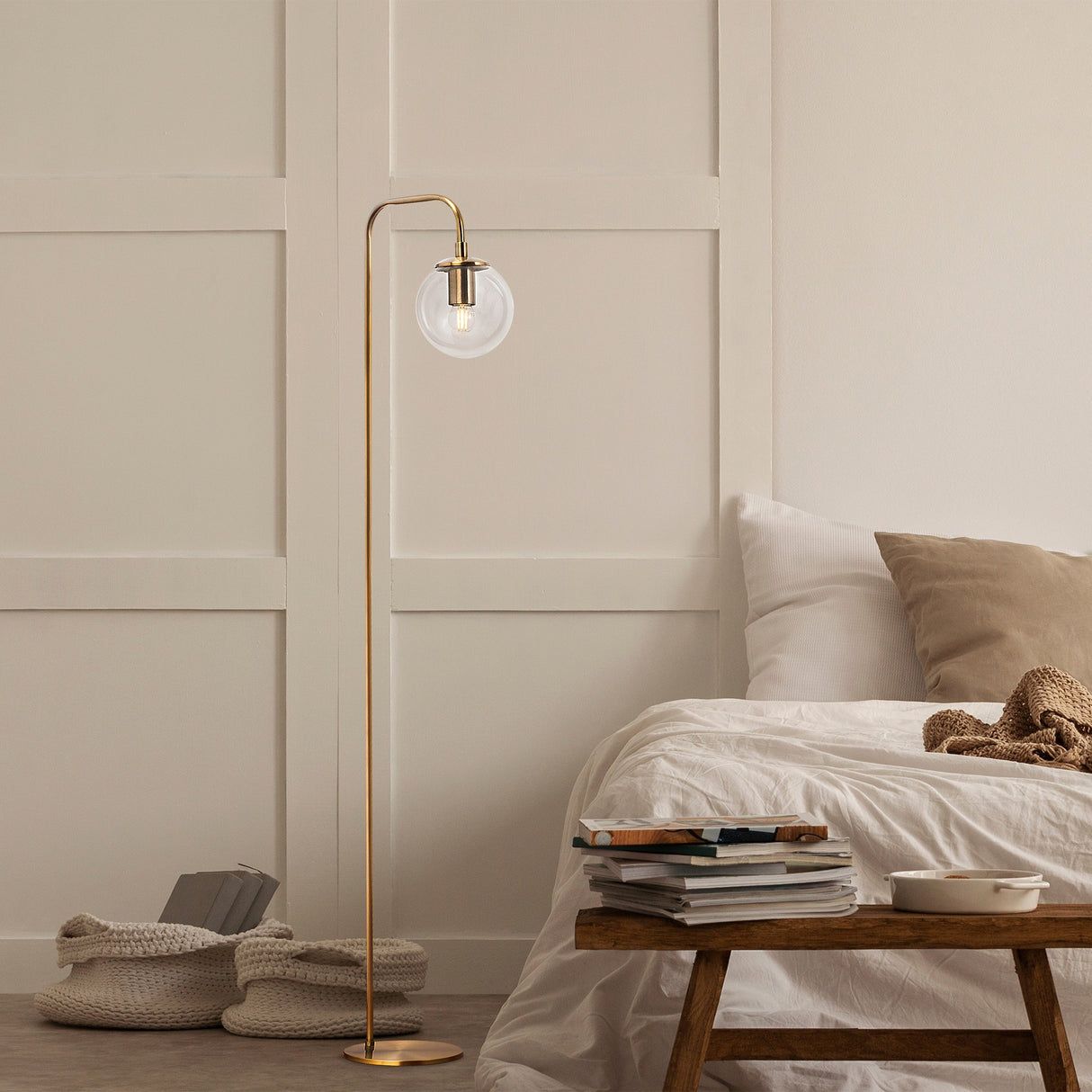 Vloerlampen - Vloerlamp Bronskleurig Helder Glas Brim - Dimehouse
