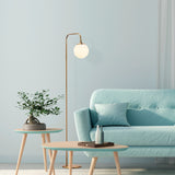 Vloerlampen - Vloerlamp Bronskleurig Beige Glas Brim - Dimehouse