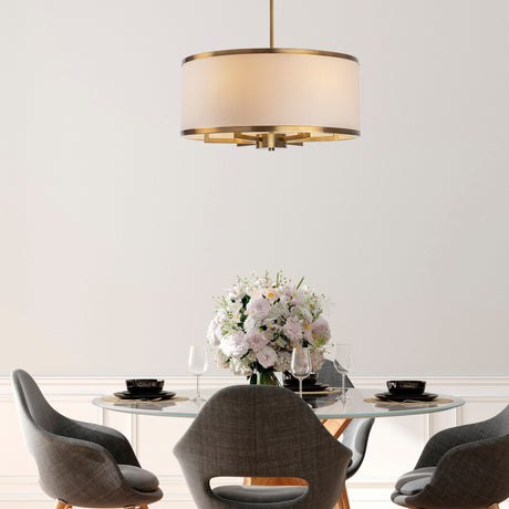 Hanglampen - Hanglamp 1 - lichts Bronskleurig Stof Frost - Dimehouse