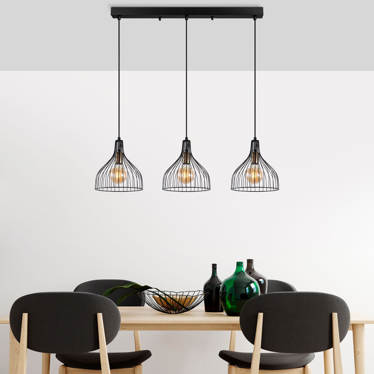 Hanglampen - Hanglamp 3 - lichts Zwart Metaal Vine - Dimehouse