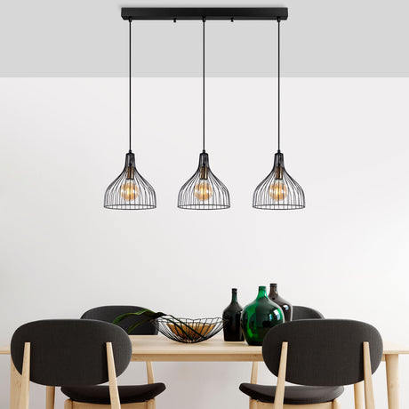 Hanglampen - Hanglamp 3 - lichts Zwart Metaal Vine - Dimehouse