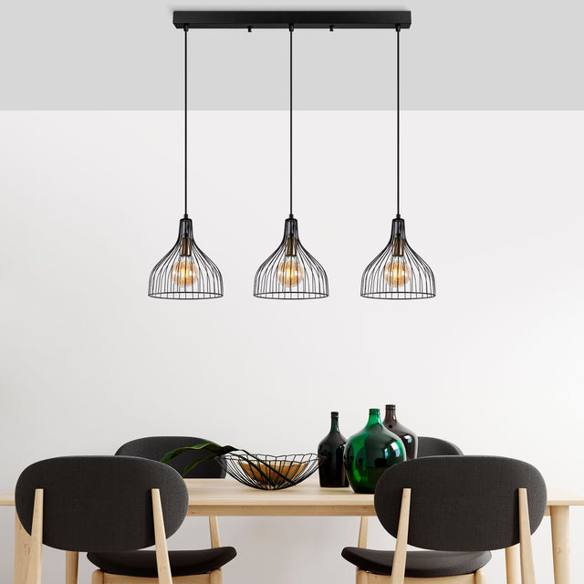 Hanglampen - Hanglamp 3 - lichts Zwart Metaal Vine - Dimehouse