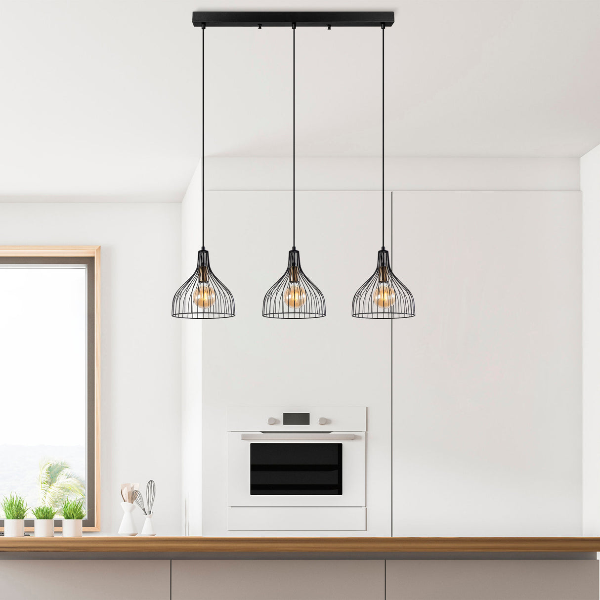 Hanglampen - Hanglamp 3 - lichts Zwart Metaal Vine - Dimehouse