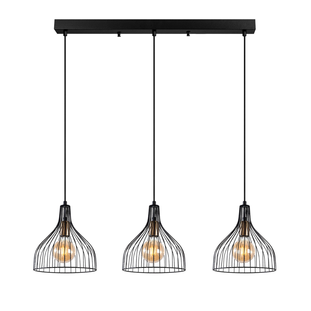 Hanglampen - Hanglamp 3 - lichts Zwart Metaal Vine - Dimehouse