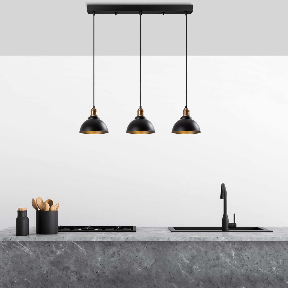 Hanglampen - Hanglamp 3 - lichts Zwart Metaal Lynx - Dimehouse