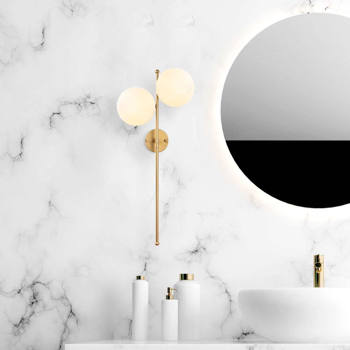Wandlampen - Wandlamp 2 - lichts Goud Glas Radiance - Dimehouse
