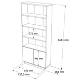 Boekenkasten - Boekenkast Nautica Atlantisch Dennenhout Wit Melamine 75x168,3x26,8 cm - Dimehouse