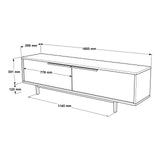 TV Meubels - TV Meubel Japandi Kosmos Walnoot Eik Melamine 160x45,1x35,5 cm - Dimehouse