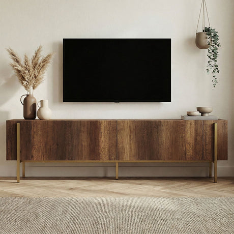 TV-Schrank Nexus in Walnussoptik mit Gold 180 cm Barocker Walnusslook mit Gold Melaminbeschichtetes Holz