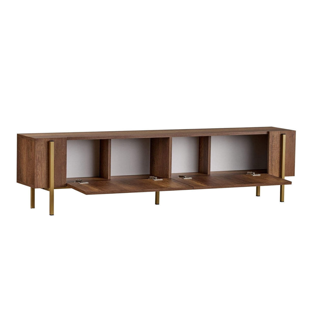 TV-Schrank Nexus in Walnussoptik mit Gold 180 cm Barocker Walnusslook mit Gold Melaminbeschichtetes Holz