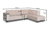 Banken - Hoekbank met chaise longue beige chenille stof Manon - rechts - Dimehouse