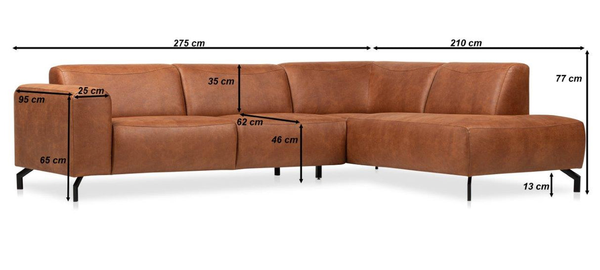 Banken - Hoekbank cognac robuust eco - leer Barin - rechts - Dimehouse