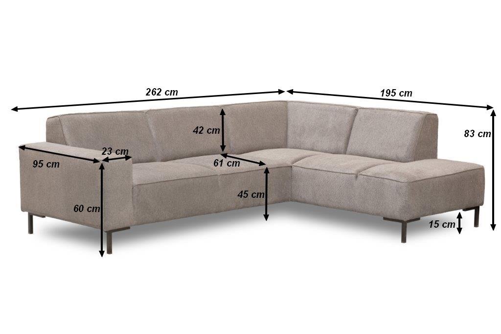 Banken - Hoekbank taupe chenille gemêleerd Ravi – links - Dimehouse