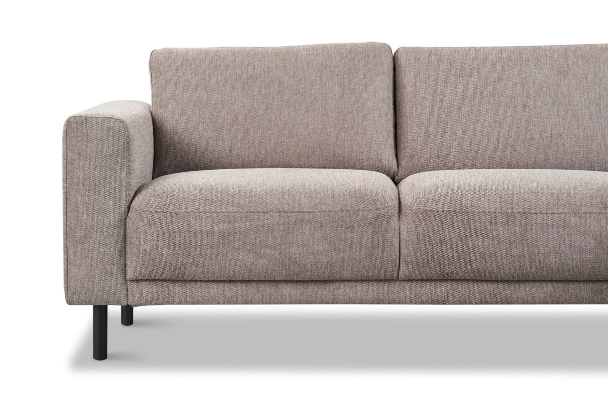 Banken - Moderne 3 - zits Hoekbank Rechts Taupe Stof Aniko met Lounger 240x197x78 cm - Dimehouse