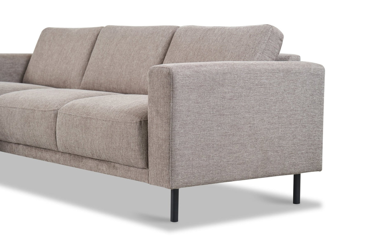 Banken - Moderne Hoekbank Links Taupe Stof Aniko met Chaise Longue 238x142x78 cm - Dimehouse