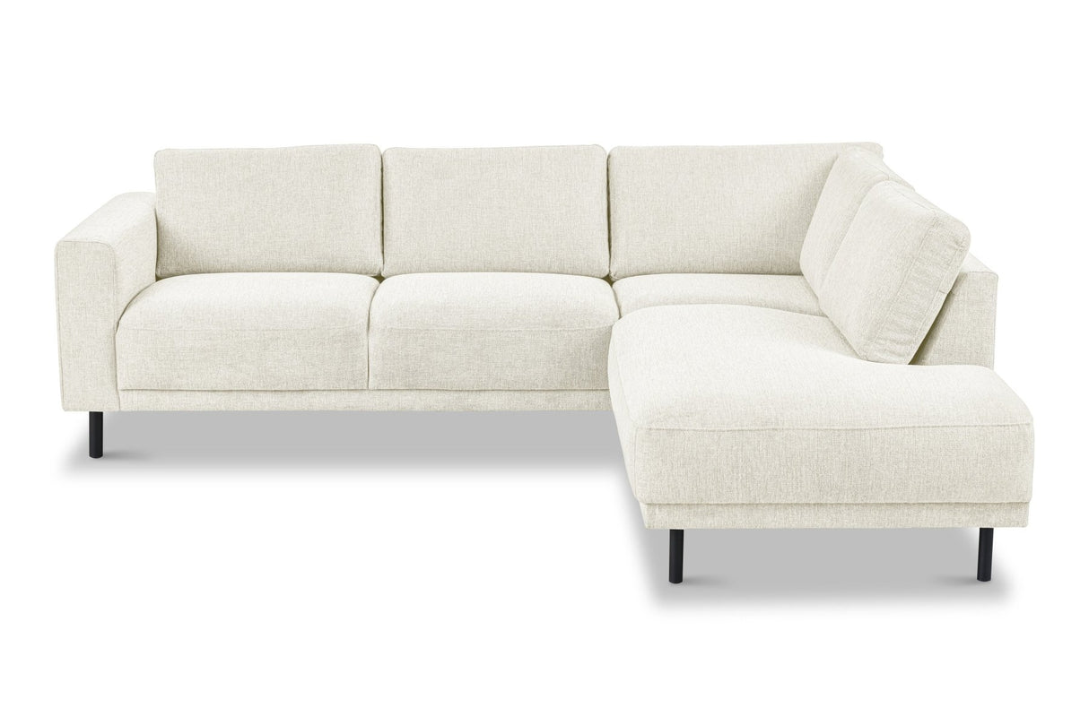Banken - Moderne 3 - zits Hoekbank Rechts Beige Stof Aniko met Lounger 240x197x78 cm - Dimehouse