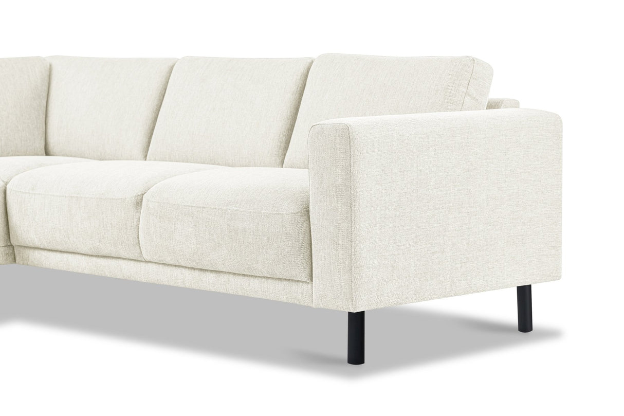 Banken - Moderne 3 - zits Hoekbank Links Beige Stof Aniko met Lounger 240x197x78 cm - Dimehouse