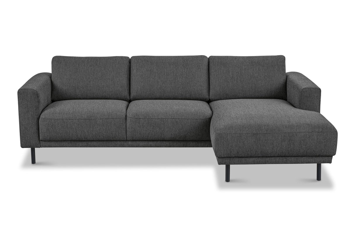 Banken - Moderne hoekbank met Chaise Longue Antraciet Stof Aniko rechts 238x142x78 cm - Dimehouse