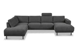Banken - Moderne U - Bank hoekbank Antraciet Stof - links - 310x197x142 cm - Aniko - Dimehouse