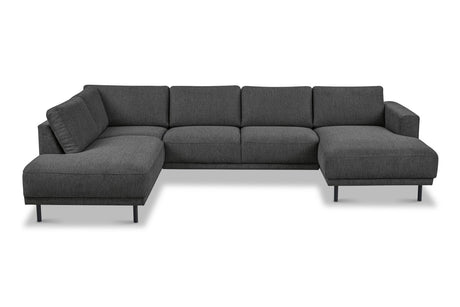 Banken - Moderne U - Bank hoekbank Antraciet Stof - links - 310x197x142 cm - Aniko - Dimehouse
