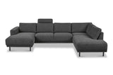 Banken - Moderne U - Bank hoekbank Antraciet Stof - rechts - 310x197x142 cm - Aniko - Dimehouse
