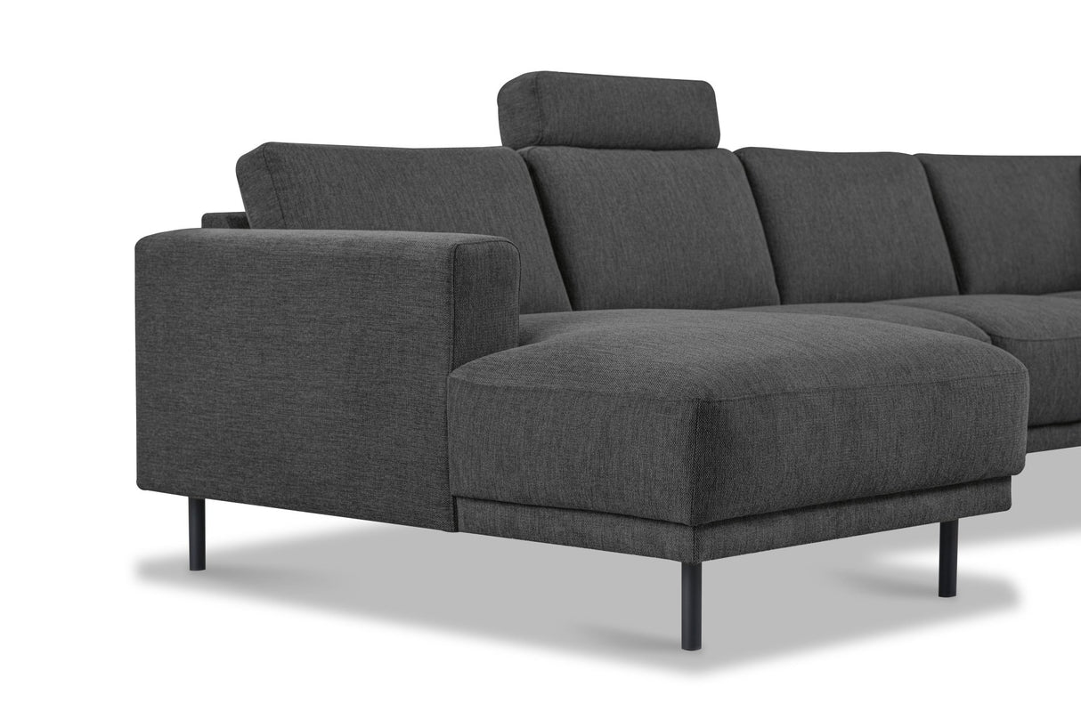 Banken - Moderne U - Bank hoekbank Antraciet Stof - rechts - 310x197x142 cm - Aniko - Dimehouse