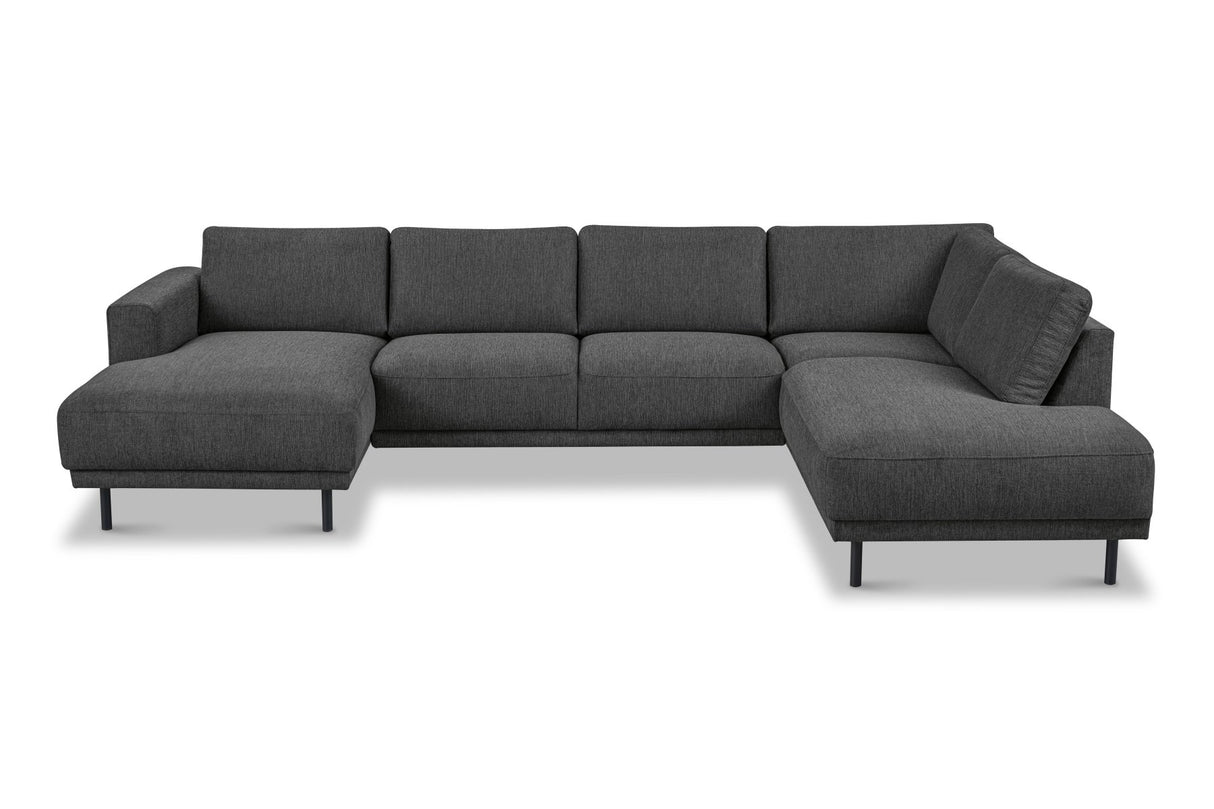 Banken - Moderne U - Bank hoekbank Antraciet Stof - rechts - 310x197x142 cm - Aniko - Dimehouse