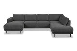 Banken - Moderne U - Bank hoekbank Antraciet Stof - rechts - 310x197x142 cm - Aniko - Dimehouse