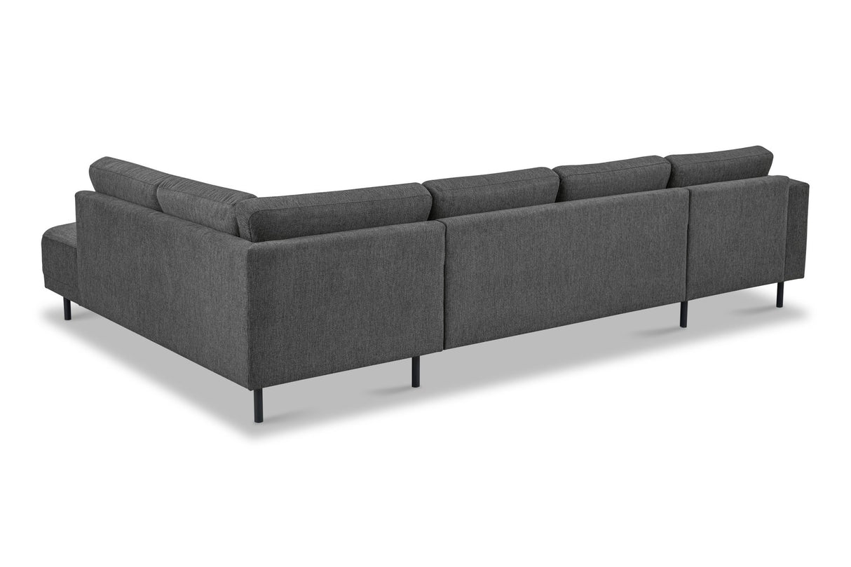 Banken - Moderne U - Bank hoekbank Antraciet Stof - rechts - 310x197x142 cm - Aniko - Dimehouse