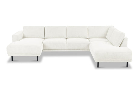 Banken - Moderne U - Bank Hoekbank Beige Stof - Rechts - 310x197x142 cm - Aniko - Dimehouse