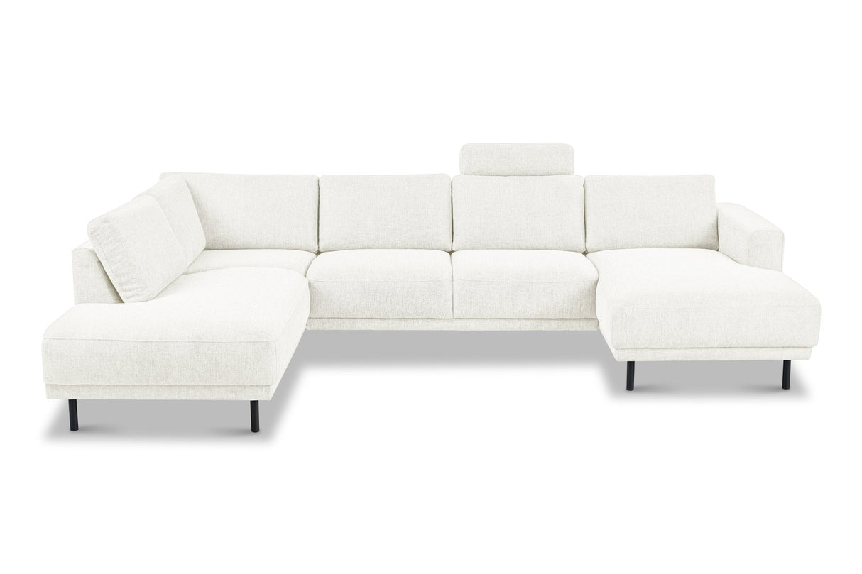 Banken - Moderne U - Bank Hoekbank Beige Stof - Links - 310x197x142 cm - Aniko - Dimehouse