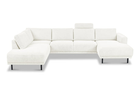 Banken - Moderne U - Bank Hoekbank Beige Stof - Links - 310x197x142 cm - Aniko - Dimehouse