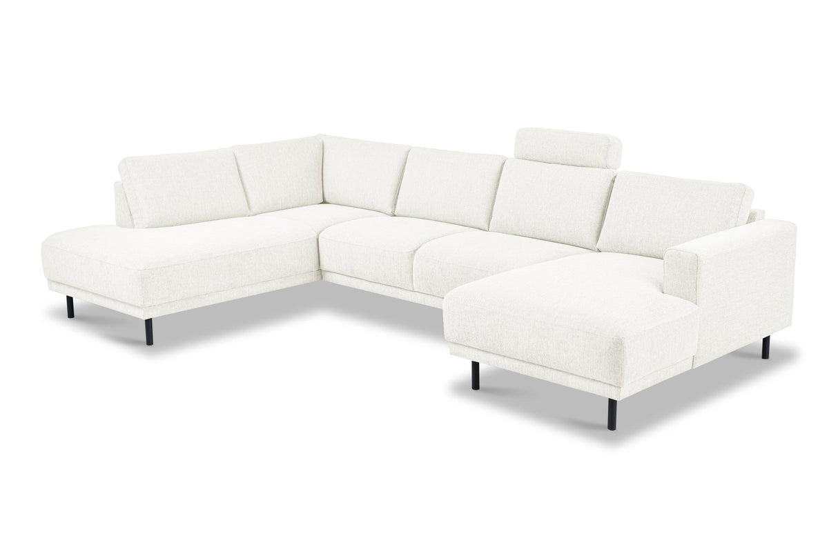 Banken - Moderne U - Bank Hoekbank Beige Stof - Links - 310x197x142 cm - Aniko - Dimehouse