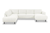 Banken - Moderne U - Bank Hoekbank Beige Stof - Links - 310x197x142 cm - Aniko - Dimehouse