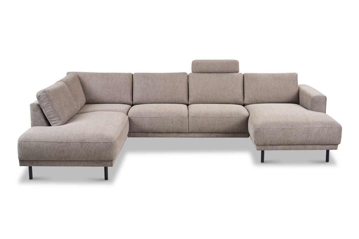 Banken - Hoofdsteun taupe bankstel stof - Aniko - Dimehouse
