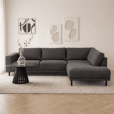 Banken - Moderne 3 - zits hoekbank met Lounger Antraciet Stof Aniko rechts 240x197x78 cm - Dimehouse