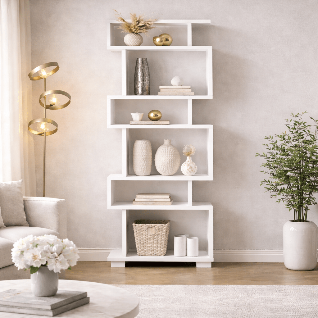 Boekenkasten - Design vakkenkast wit melamine Blok 60x165x19,5 cm - Dimehouse