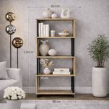 Boekenkasten - Boekenkast Ceylan Walnoot Melamine 80x128x22 cm - Dimehouse