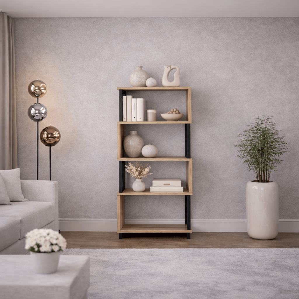 Boekenkasten - Boekenkast Ceylan Walnoot Melamine 80x128x22 cm - Dimehouse